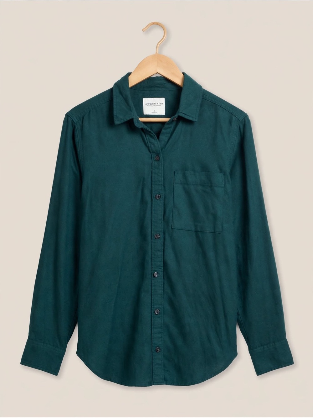 Abercrombie & Fitch Deep Teal Long-Sleeve Button-Down Shirt size S